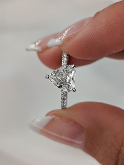 1 CT Heart Cut Pave Moissanite Engagement Ring