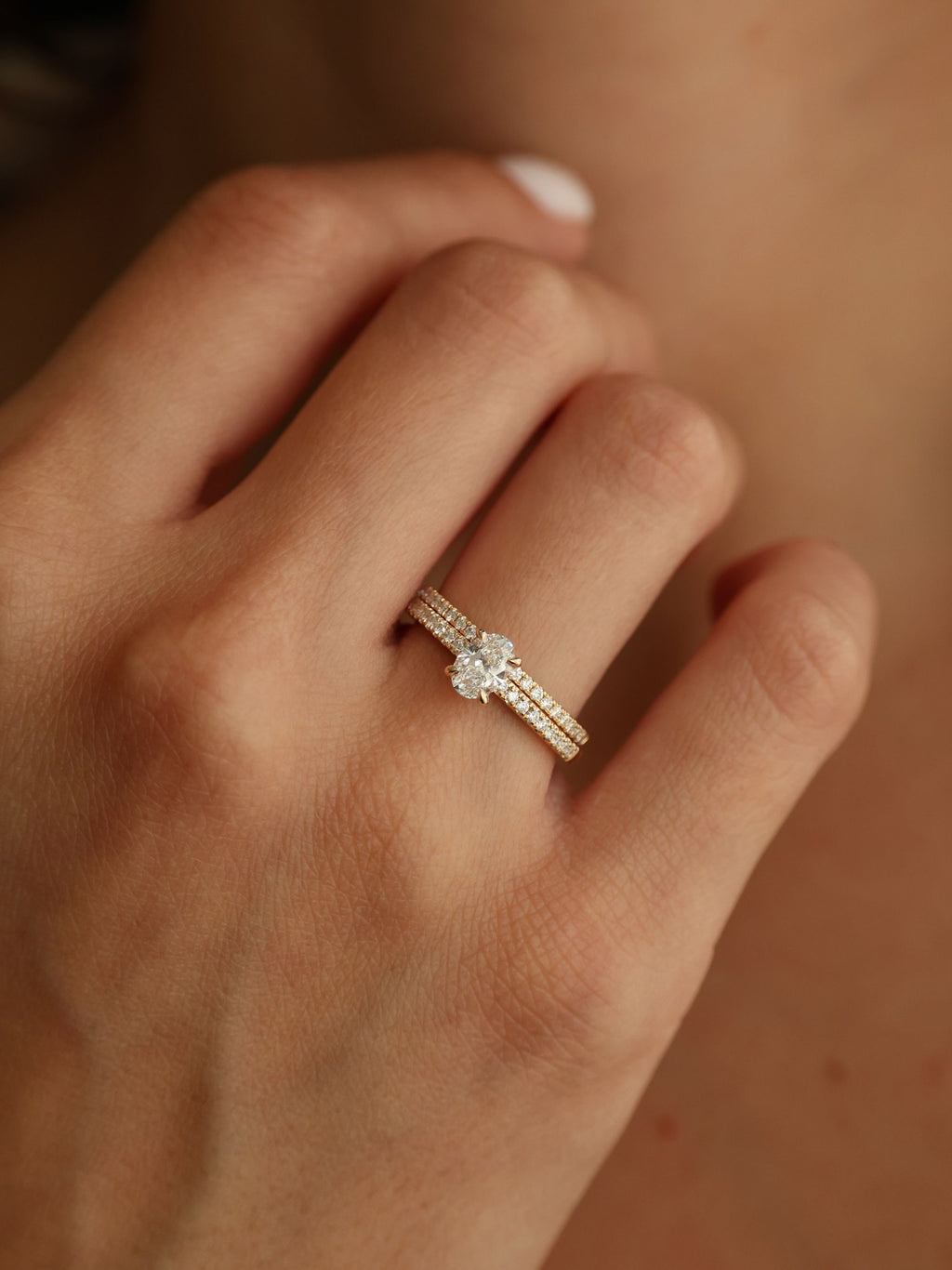 0.5 CT - 2.5 CT Oval Cut Lab grown Diamond Pave Engagement Ring