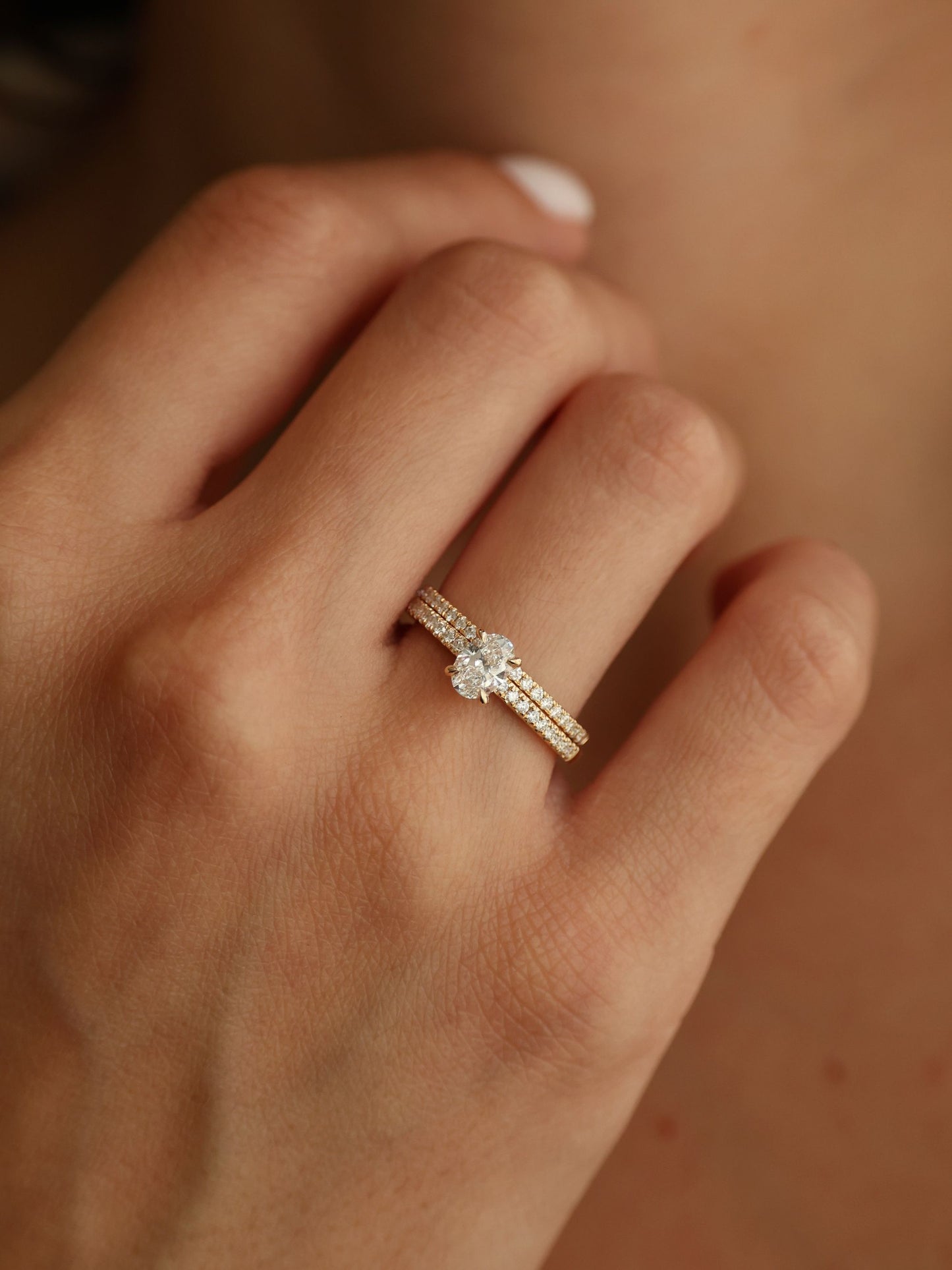 0.5 CT - 2.5 CT Oval Cut Lab grown Diamond Pave Engagement Ring