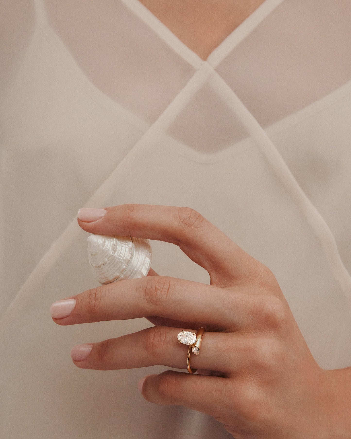 1 CT - 3 CT Oval Cut Lab grown Diamond Bypass Side Stone Engagement Ring