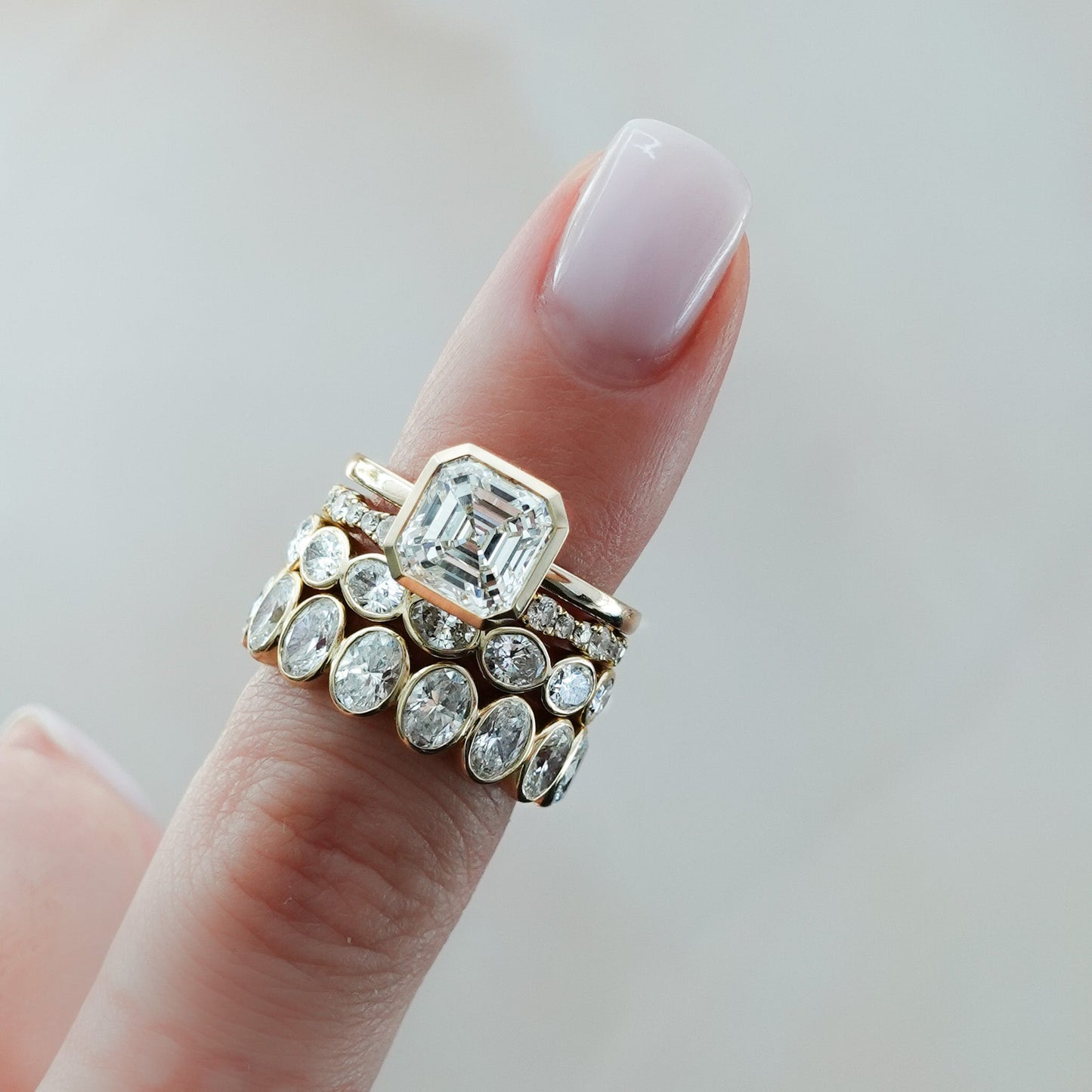 2 CT - 4 CT Asscher Cut Lab grown Diamond Solitaire Bezel Setting Engagement Ring