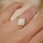 0.72 CT Oval Cut Moissanite Diamond Shape Mosaic Engagement Ring