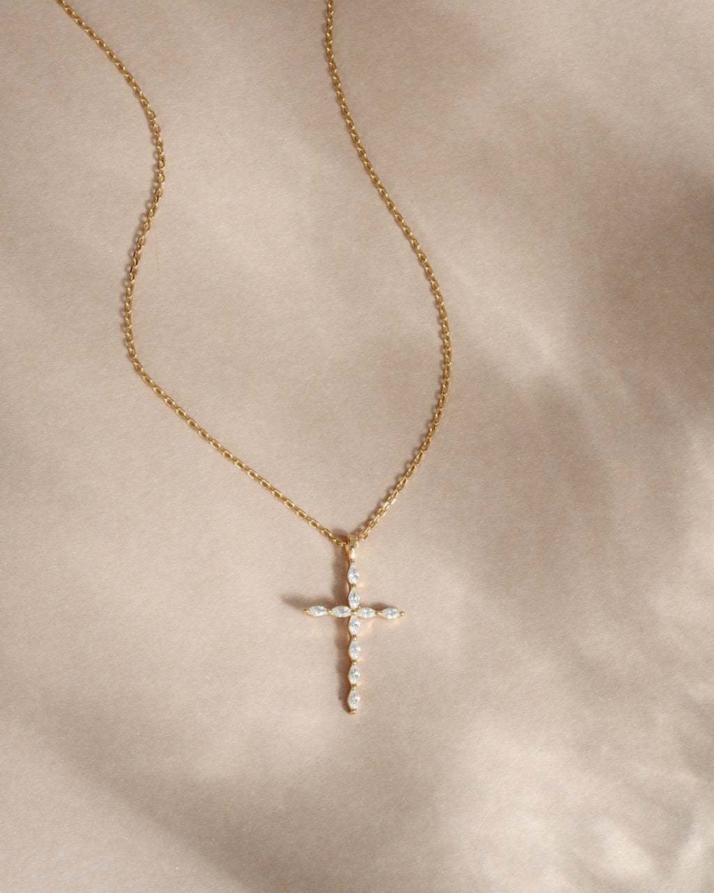 0.3 TCW Marquise Moissanite Diamond Cross Pendant Necklace