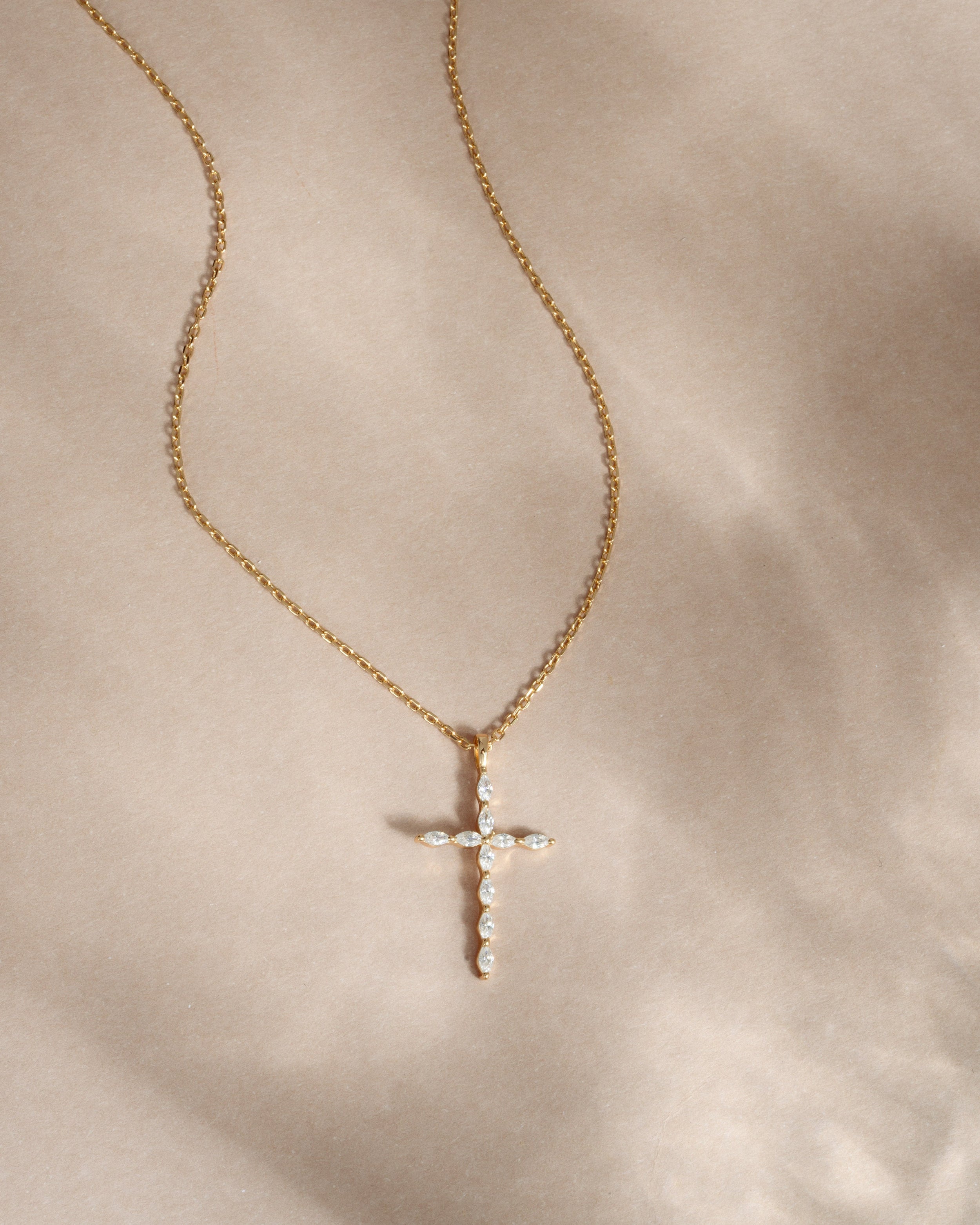 0.3 TCW Marquise Moissanite Diamond Cross Pendant Necklace