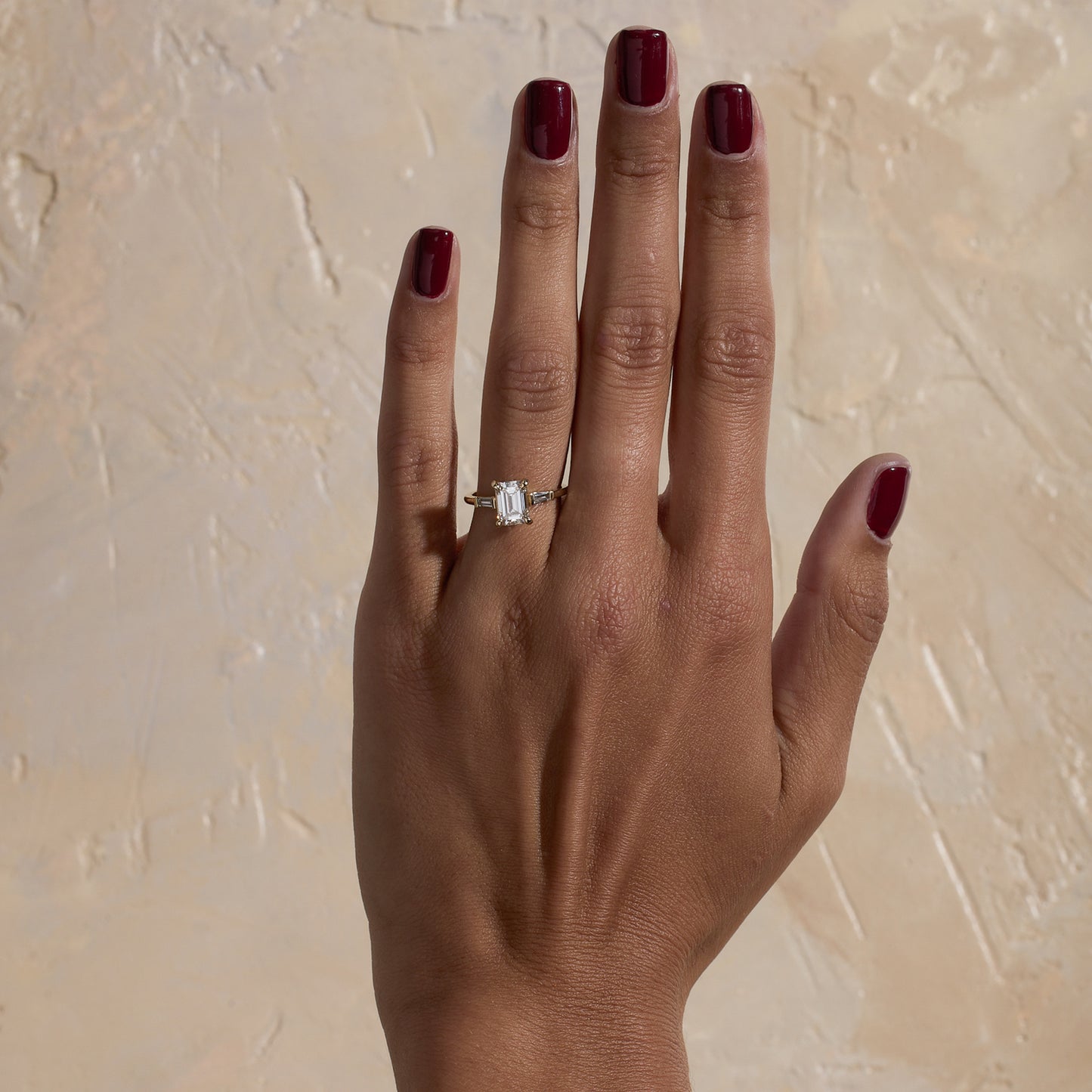 1.56 CT - 3.56 CT Emerald Cut Lab grown Diamond Three Stone Engagement Ring