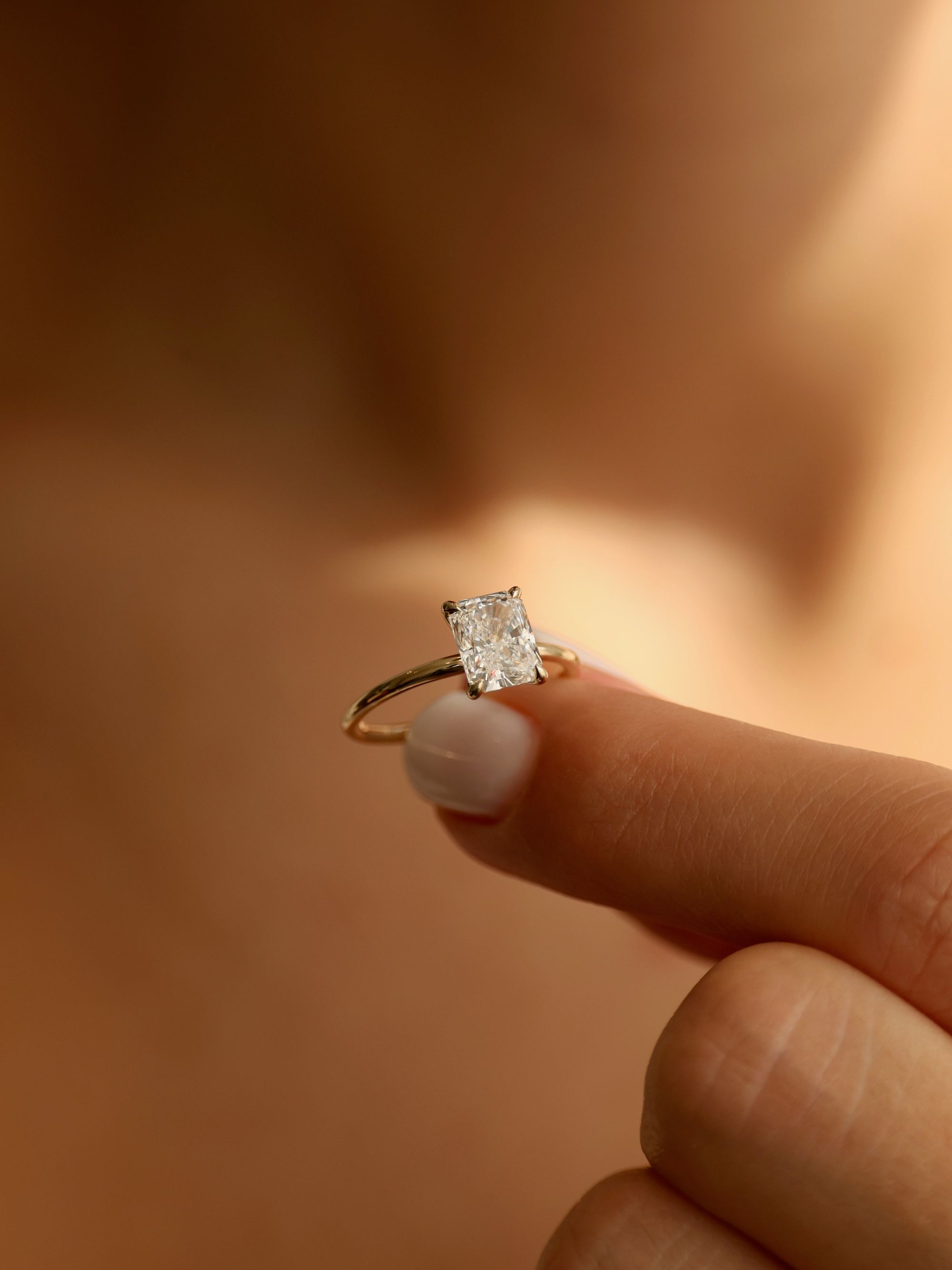 1.5 CT - 3.5 CT Radiant Cut Lab grown Diamond Solitaire Engagement Ring