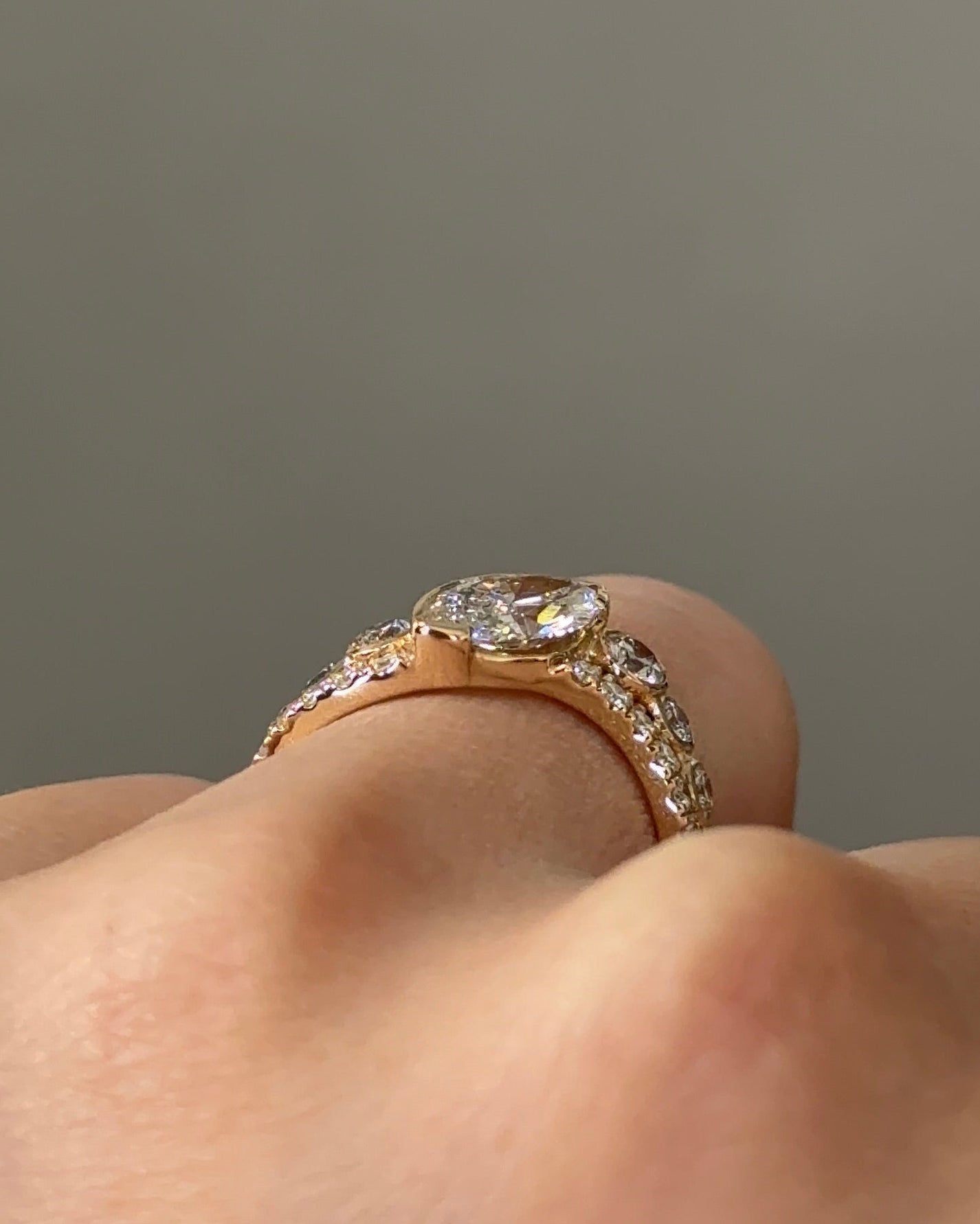 1.09 CT Marquise Cut Lab grown Diamond Bezel Arc Curvy With Pave Engagement Ring