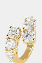 3.8 TCW Round Cut Lab grown Diamond Open Band Pave Engagement Ring