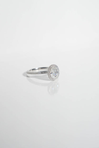 1.5 CT - 2.5 CT Oval Cut Halo & Pave Moissanite Engagement Ring