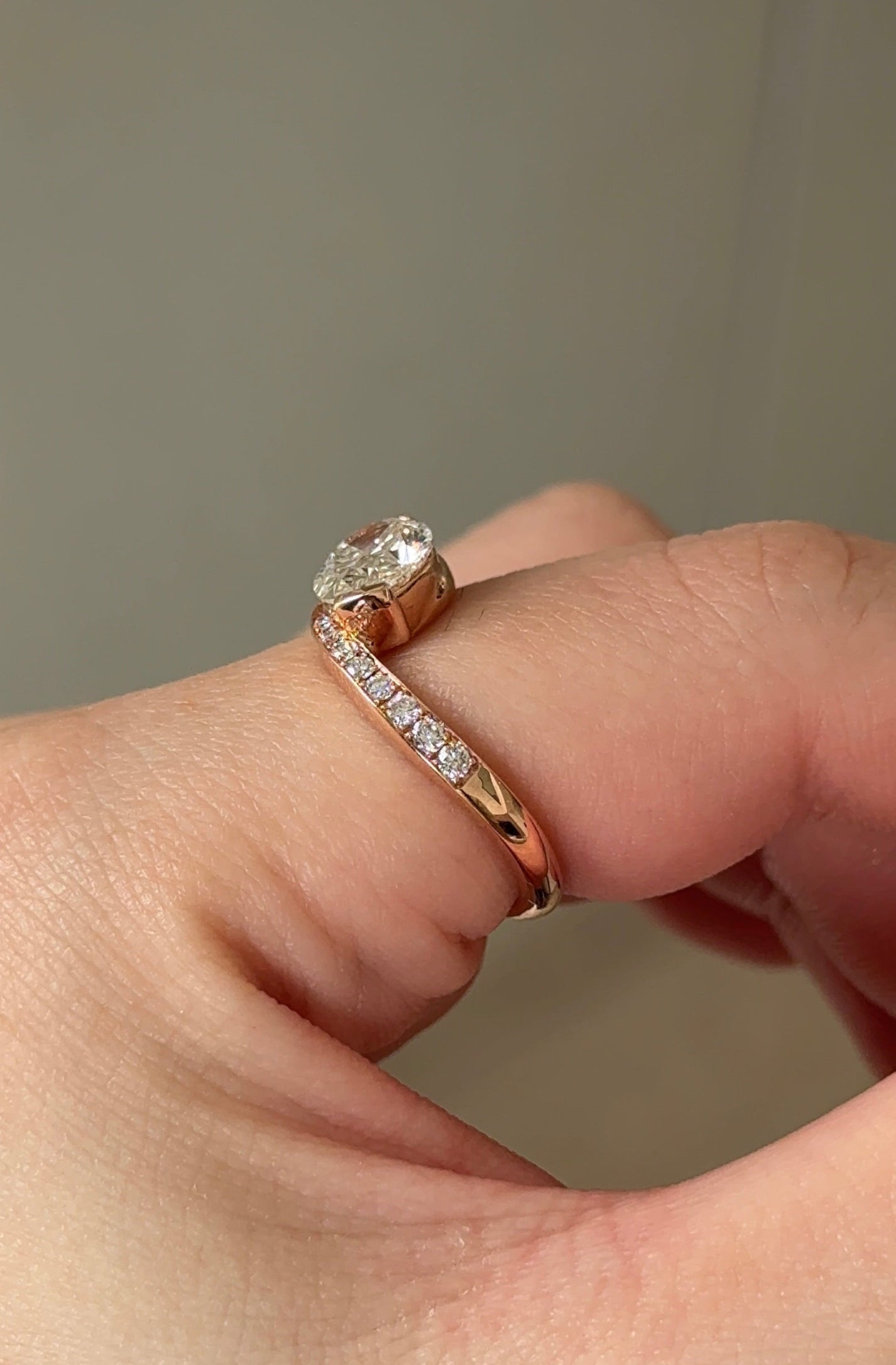 1.59 CT Oval Cut Lab grown Diamond Twisted Pave Engagement Ring