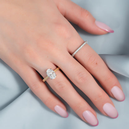 1.5 CT - 2.5 CT Oval Cut Hidden Halo Vintage Moissanite Engagement Ring