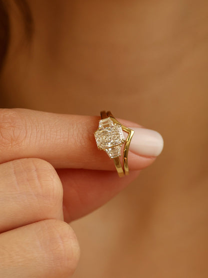 1.5 CT - 3.5 CT Radiant Cut Lab grown Diamond Three Stone Engagement Ring