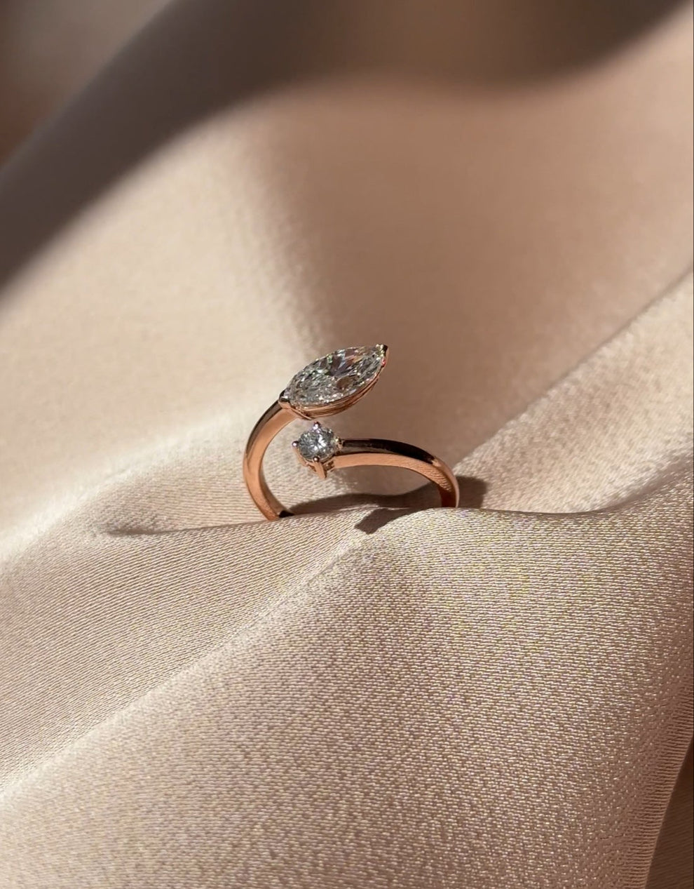 1 CT Marquise Cut Lab grown Diamond Cuff Engagement Ring