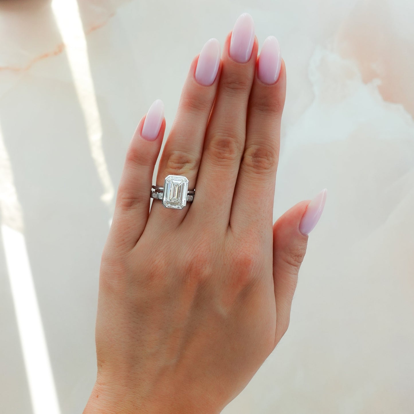 2 CT - 4 CT Emerald Cut Lab grown Diamond Solitaire Bezel Setting Engagement Ring