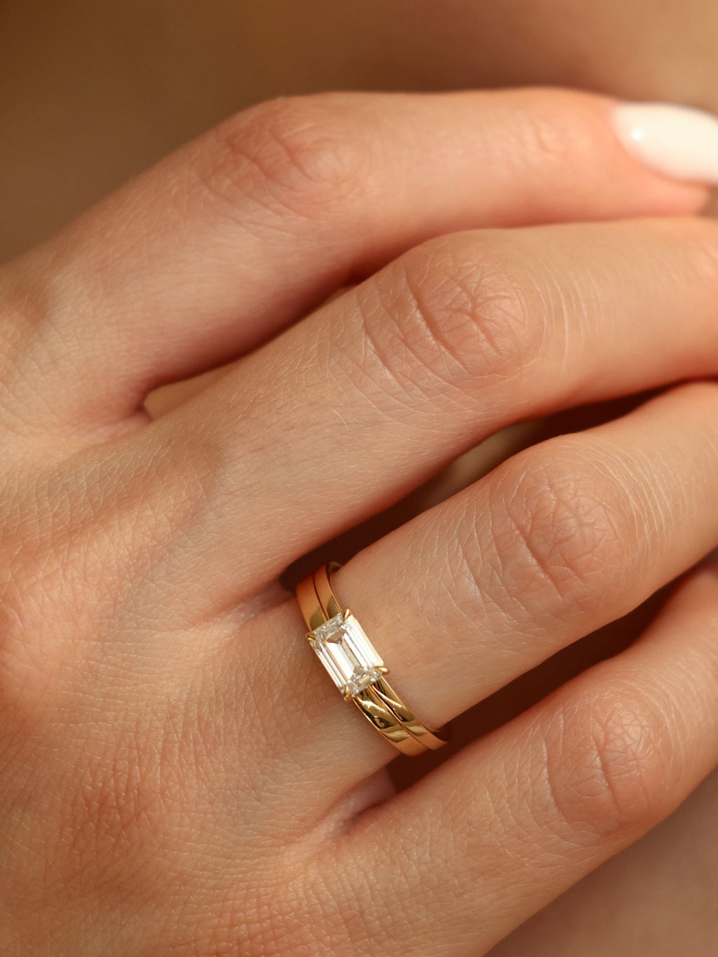 1 CT - 3 CT East-West Emerald Cut Lab grown Diamond Solitaire Engagement Ring