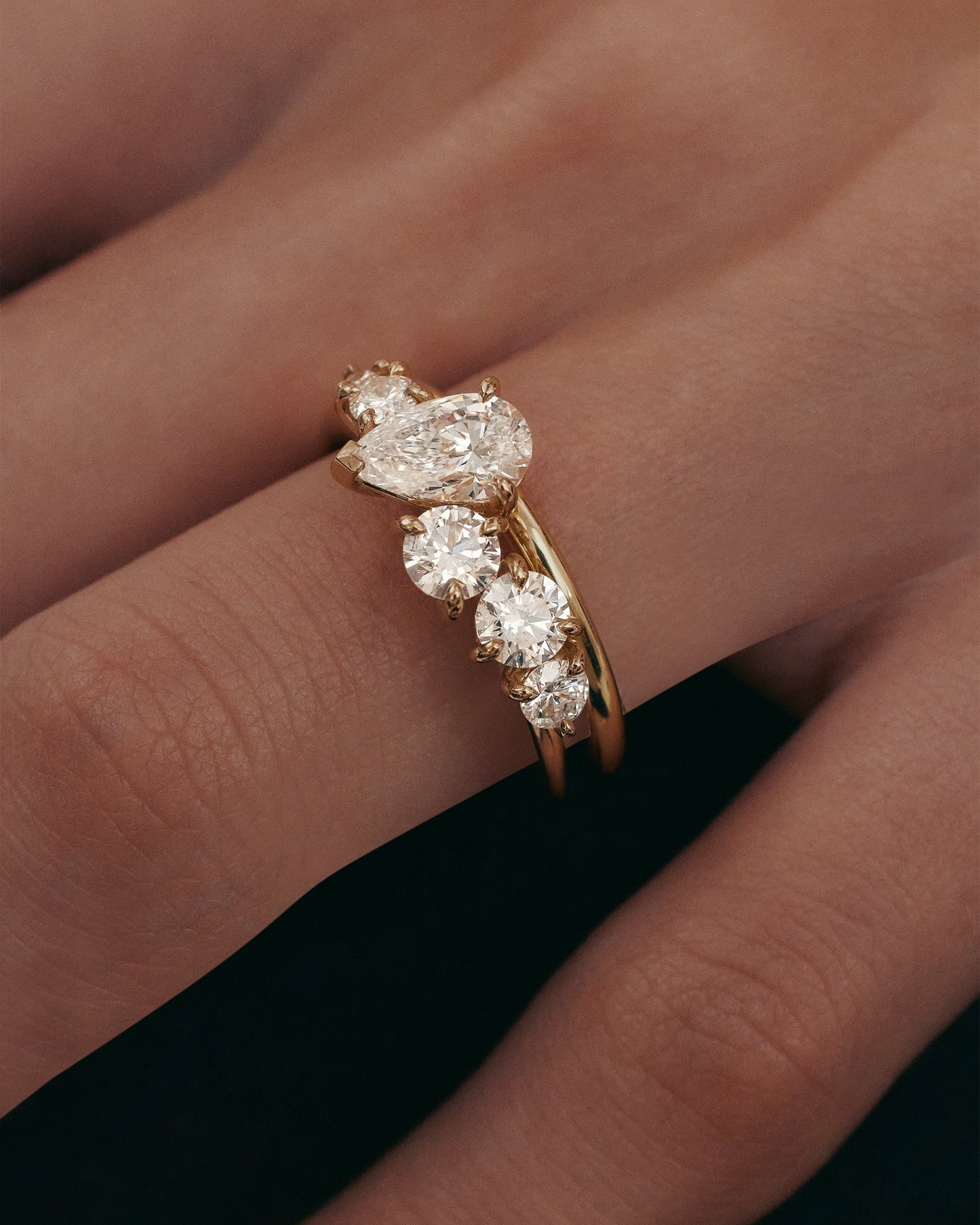 0.7 CT Pear Cut Lab grown Diamond Cluster Engagement Ring