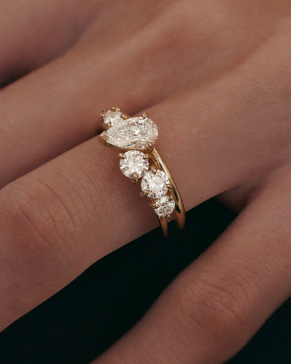 0.7 CT Pear Cut Lab grown Diamond Cluster Engagement Ring