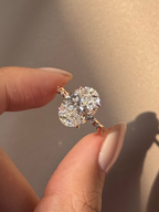 4 CT Oval Cut Lab grown Diamond Hidden Halo Engagement Ring