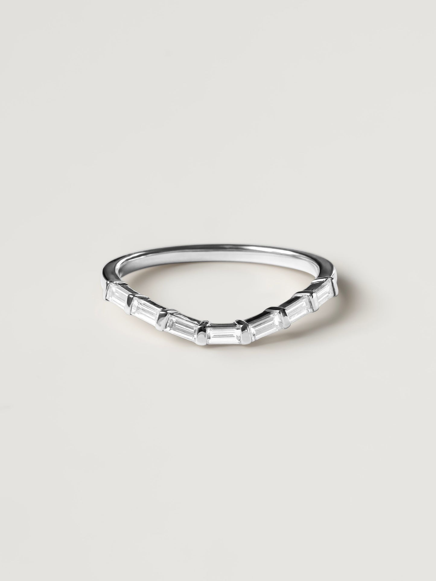 0.37 TCW Baguette CVD Diamond Curved Wedding Band