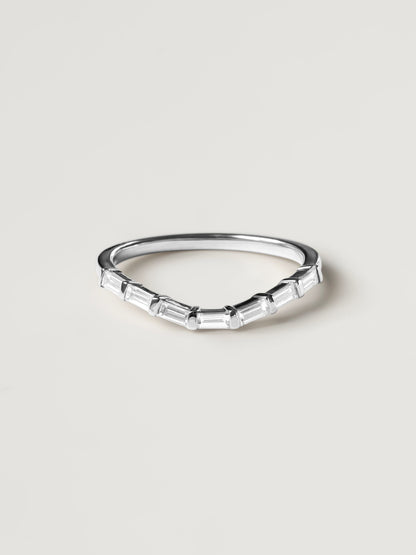 0.37 TCW Baguette CVD Diamond Curved Wedding Band