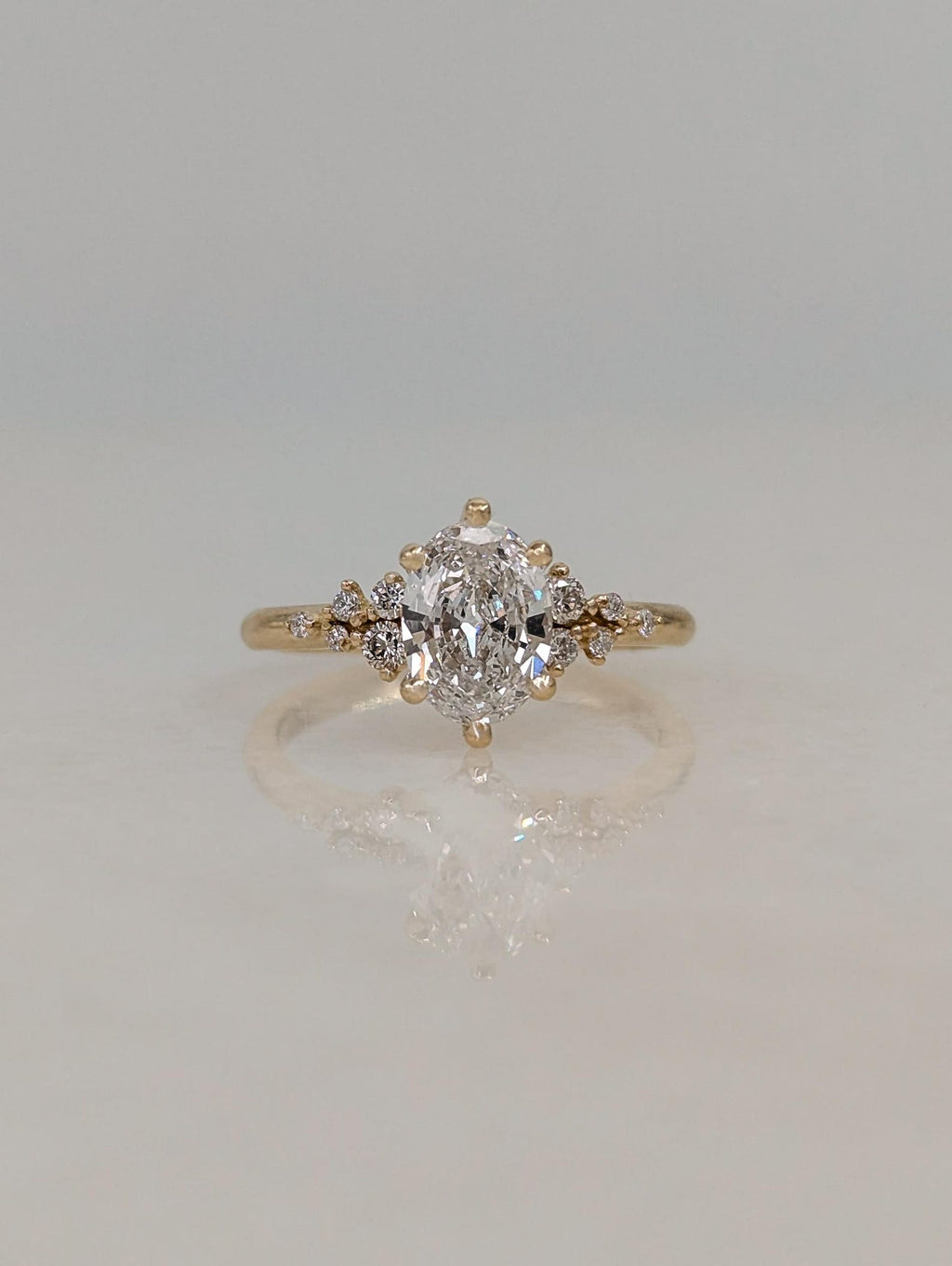 1 CT Oval Cut Cluster Moissanite Engagement Ring