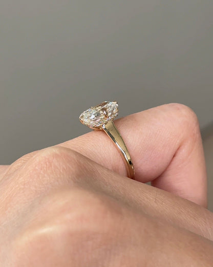 3.10 CT Cushion Cut Lab grown Diamond Hidden Halo Engagement Ring