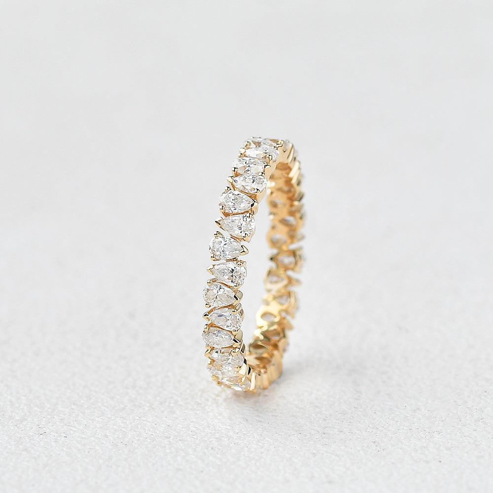 0.75 TCW Pear Moissanite Full Eternity Wedding Band