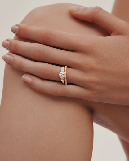 1 CT - 3 CT Round Cut Lab grown Diamond Three Stone Engagement Ring