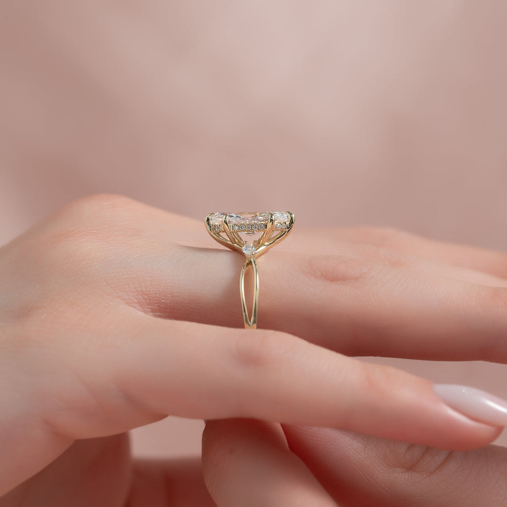 2 CT - 3 CT Marquise Cut Split Shank Cluster Moissanite Engagement Ring