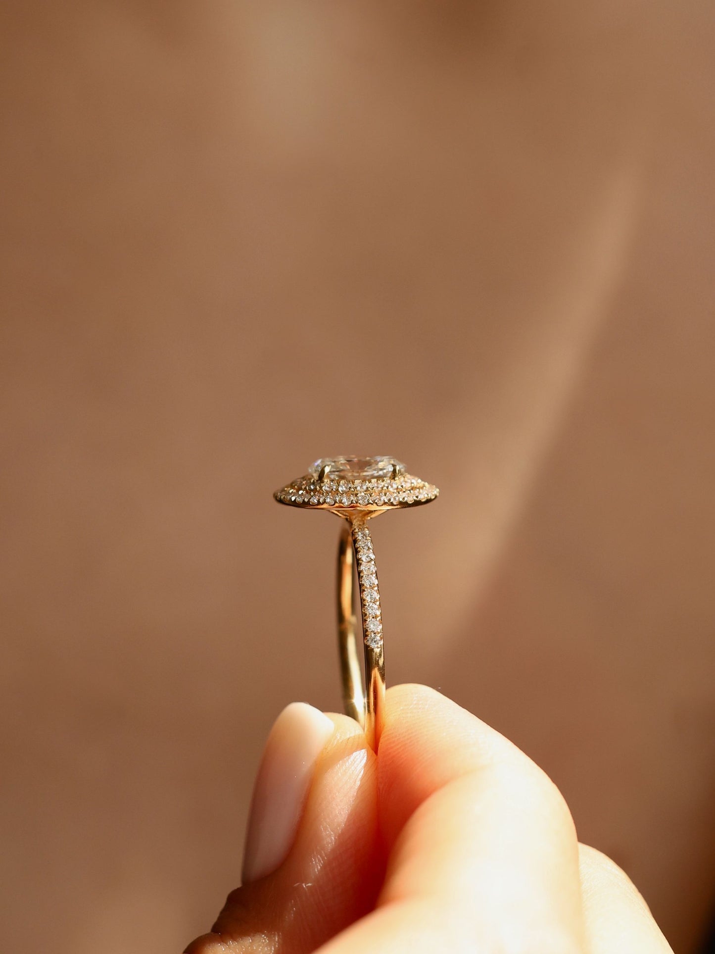 1 CT - 3 CT Oval Cut Lab grown Diamond Double Halo & Pave Engagement Ring