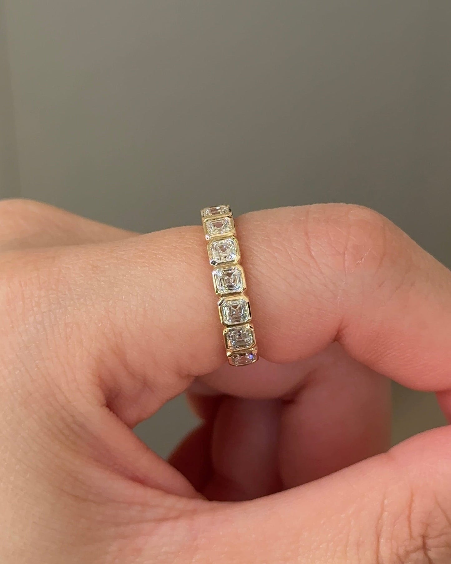 2.09 TCW Asscher CVD Diamond Half Eternity with Bezel Wedding Band