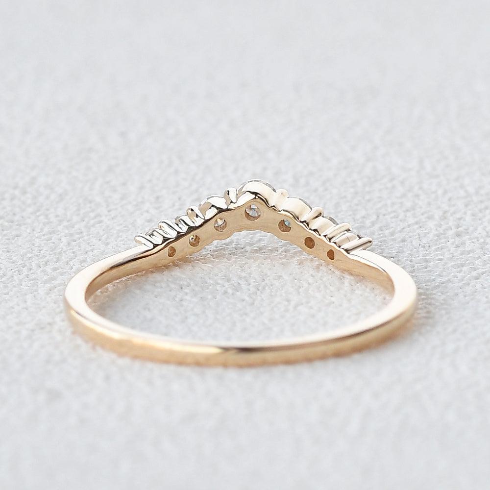 0.2 TCW Round Moissanite Curved Pave Wedding Band