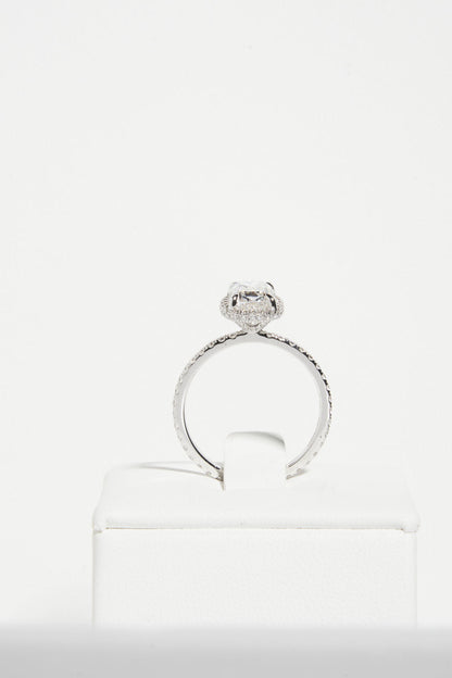 1 CT - 2 CT Elongated Cushion Cut Halo & Pave Moissanite Engagement Ring