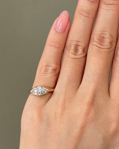 1.07 CT Marquise Cut Lab grown Diamond Bezel Pinky Engagement Ring