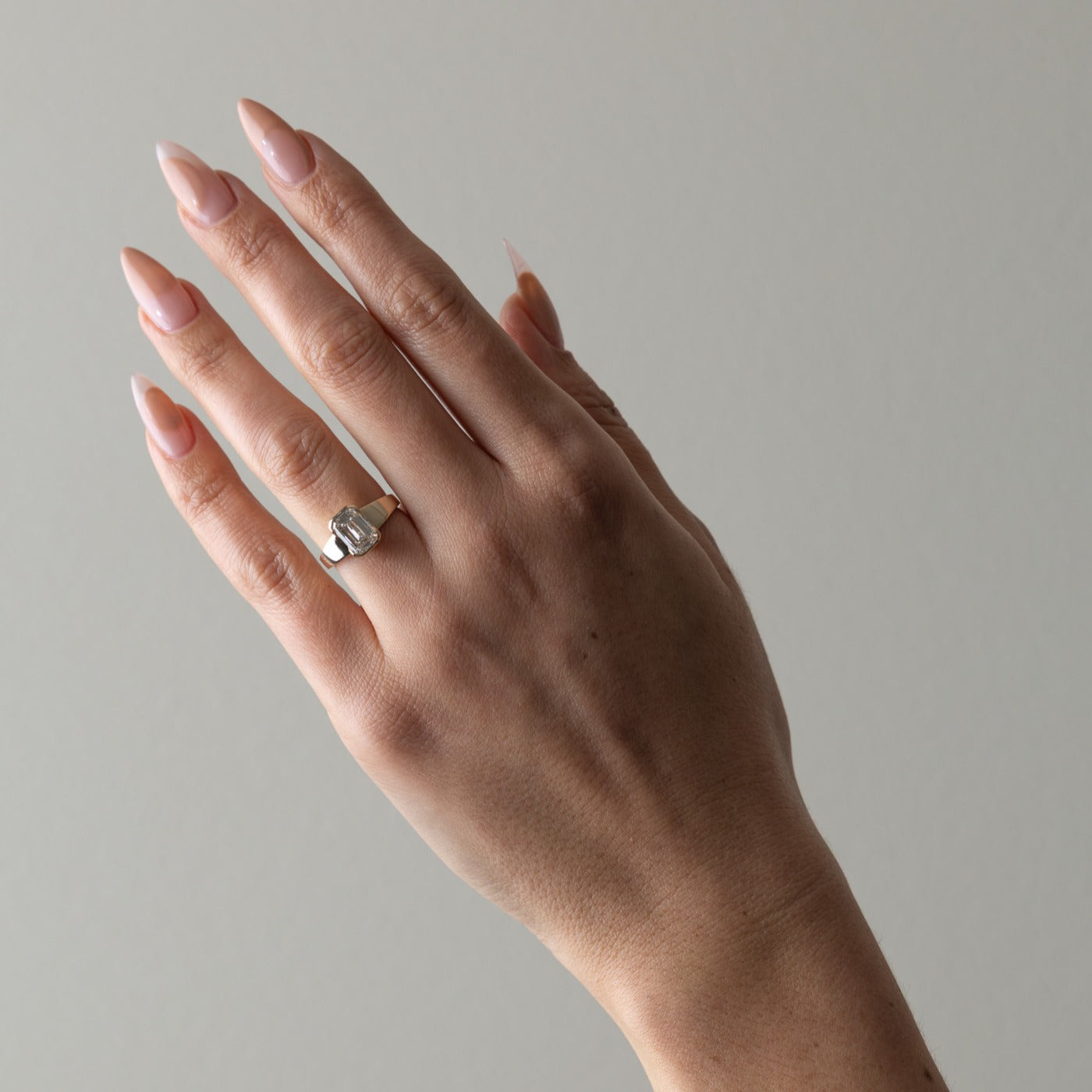 1.09 CT -3.09 CT Emerald Cut Lab grown Diamond Half Bezel Solitaire Engagement Ring