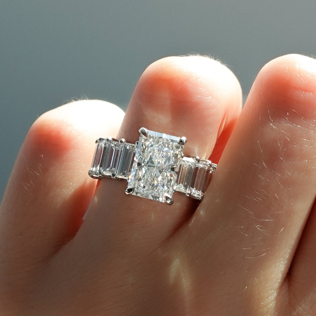 2 CT - 3 CT Radiant Cut Lab grown Diamond Pave Engagement Ring
