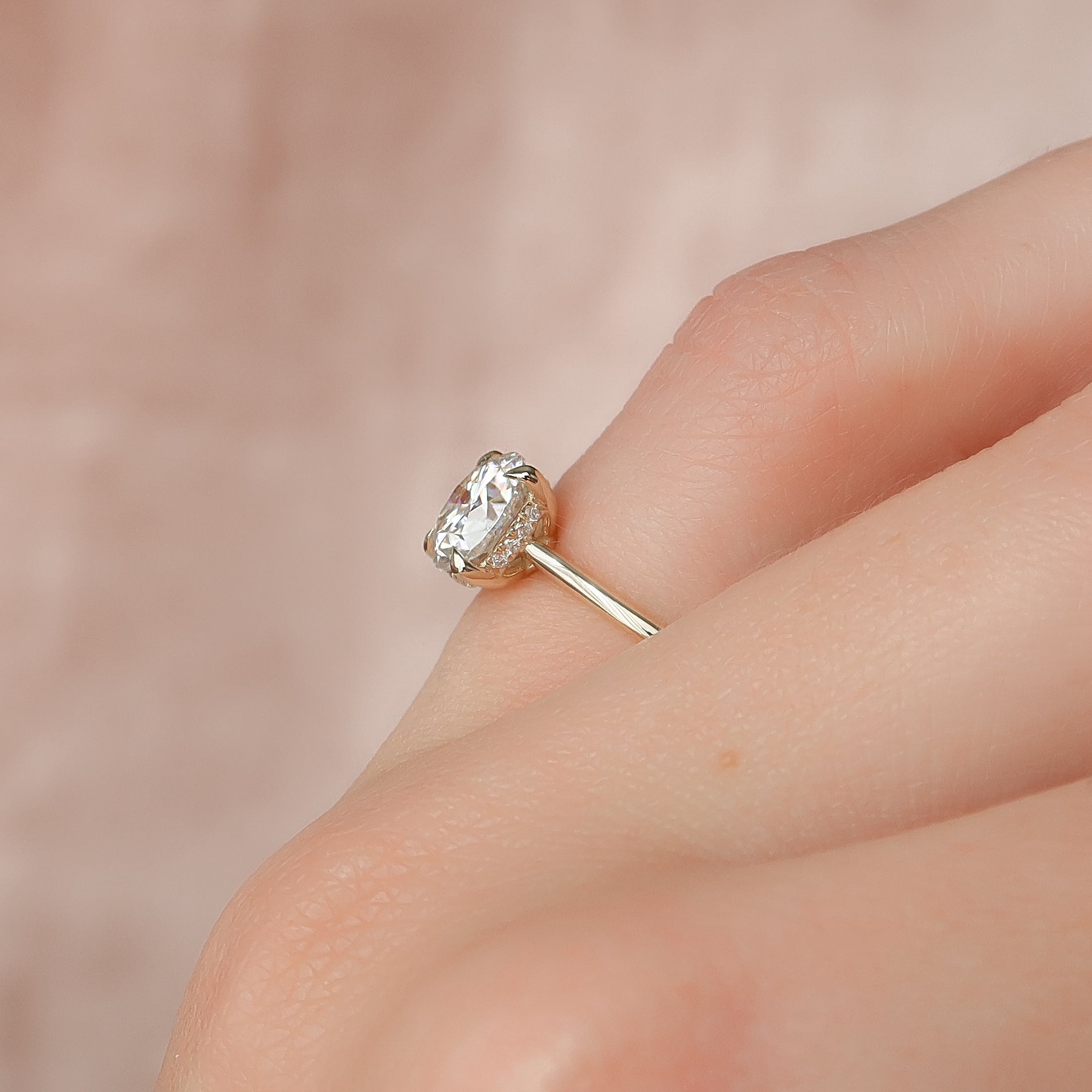 1.5 CT - 2 CT Round Cut Hidden Halo Moissanite Engagement Ring