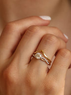 0.9 CT - 2.9 CT Round Cut Lab grown Diamond Twisted Pave Setting Engagement Ring