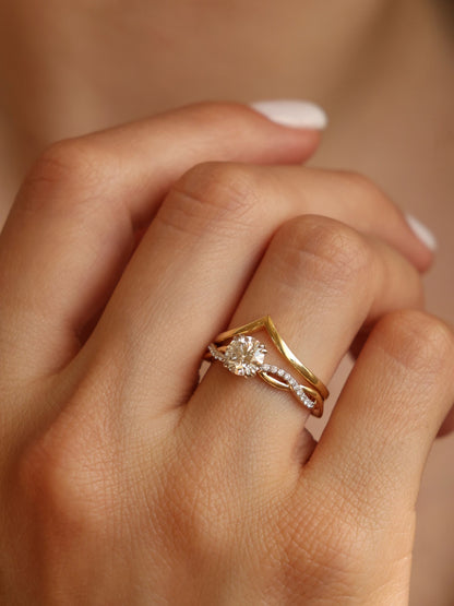 0.9 CT - 2.9 CT Round Cut Lab grown Diamond Twisted Pave Setting Engagement Ring