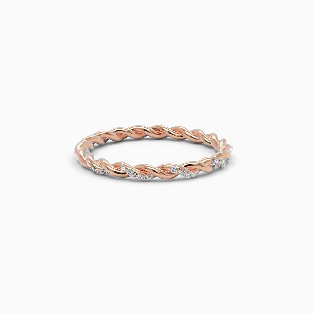 0.14 TCW Round Moissanite Twisted Full Eternity Wedding Band