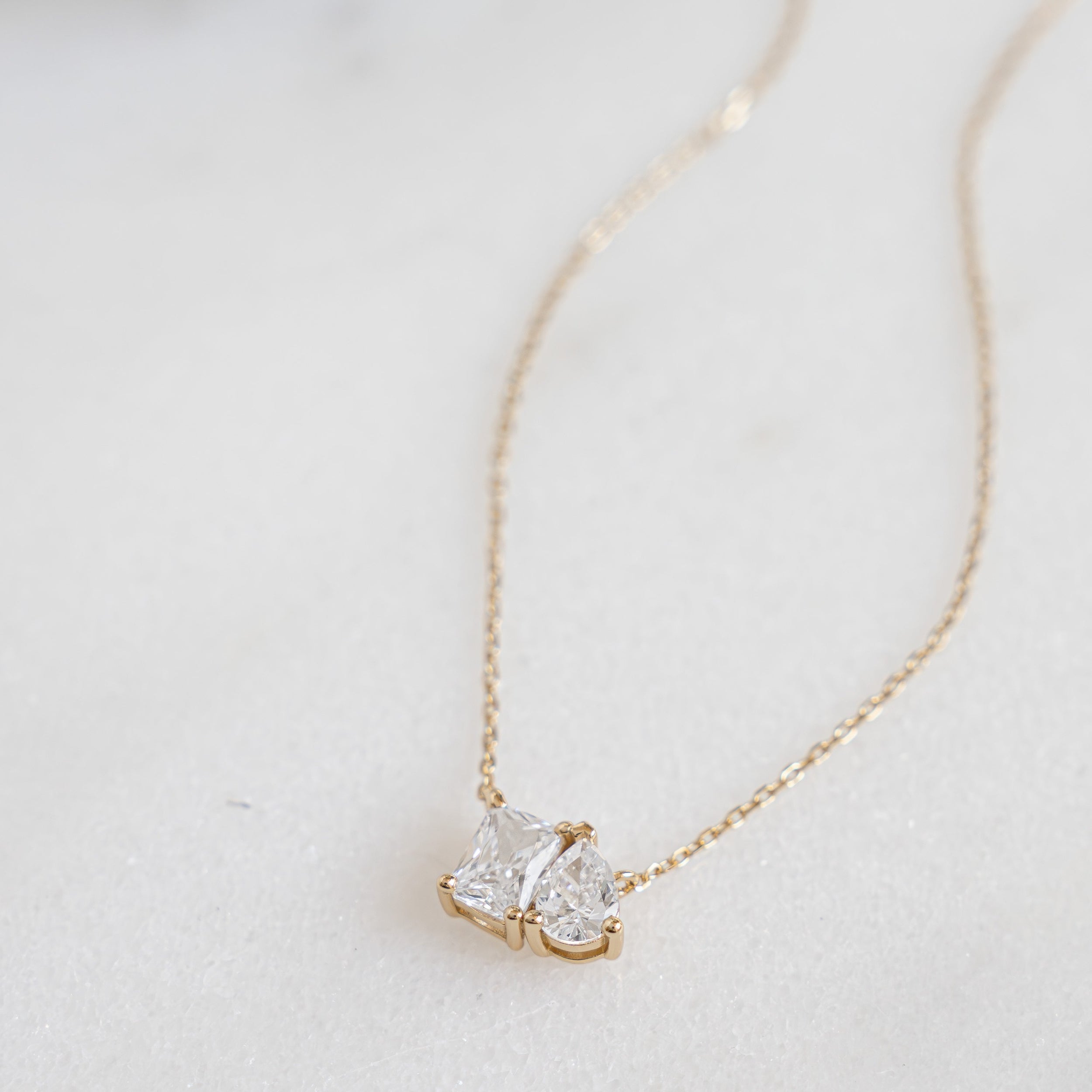 1.73 TCW Pear & Radiant Moissanite Diamond Toi et Moi Necklace