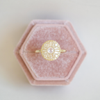 0.2 CT Round Cut Moissanite Round Shape Mosaic Engagement Ring