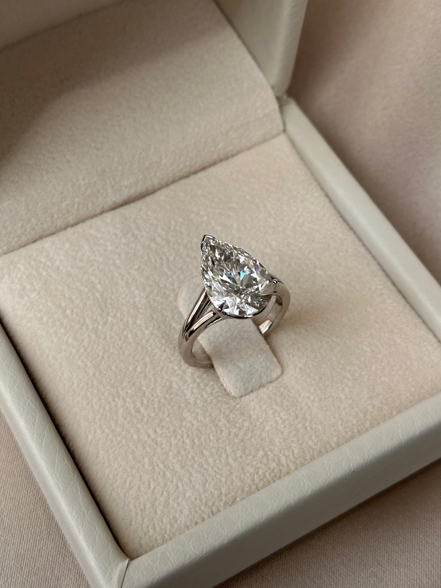 5 CT Pear Lab grown Diamond Split Shank Engagement Ring