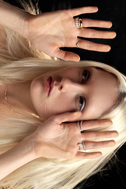 1.3 TCW Round Moissanite Double Band Wedding Band