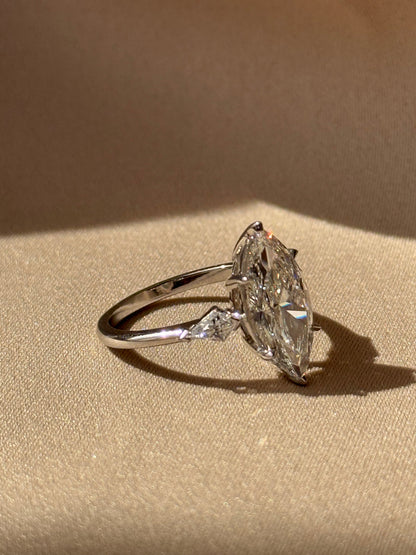 3 CT Marquise Cut Lab grown Diamond Three Stone Engagement Ring