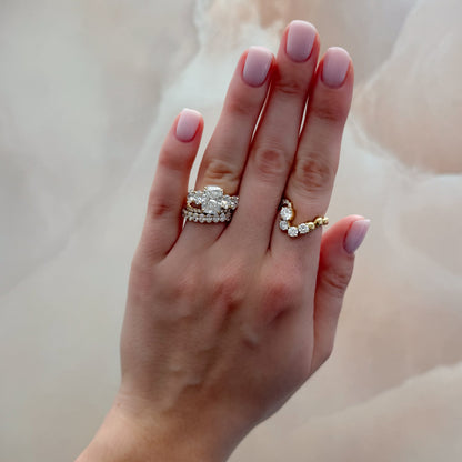 2 CT - 3 CT Elongated Cushion Cut Lab grown Diamond Five Stone Engagement Ring