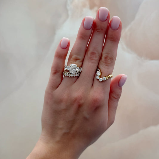 2 CT - 3 CT Elongated Cushion Cut Lab grown Diamond Five Stone Engagement Ring