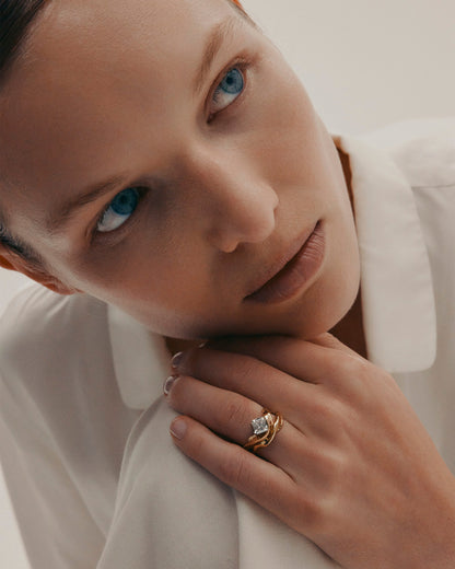 1.53 CT Asscher Cut Lab grown Diamond Sculptural Band Solitaire Engagement Ring