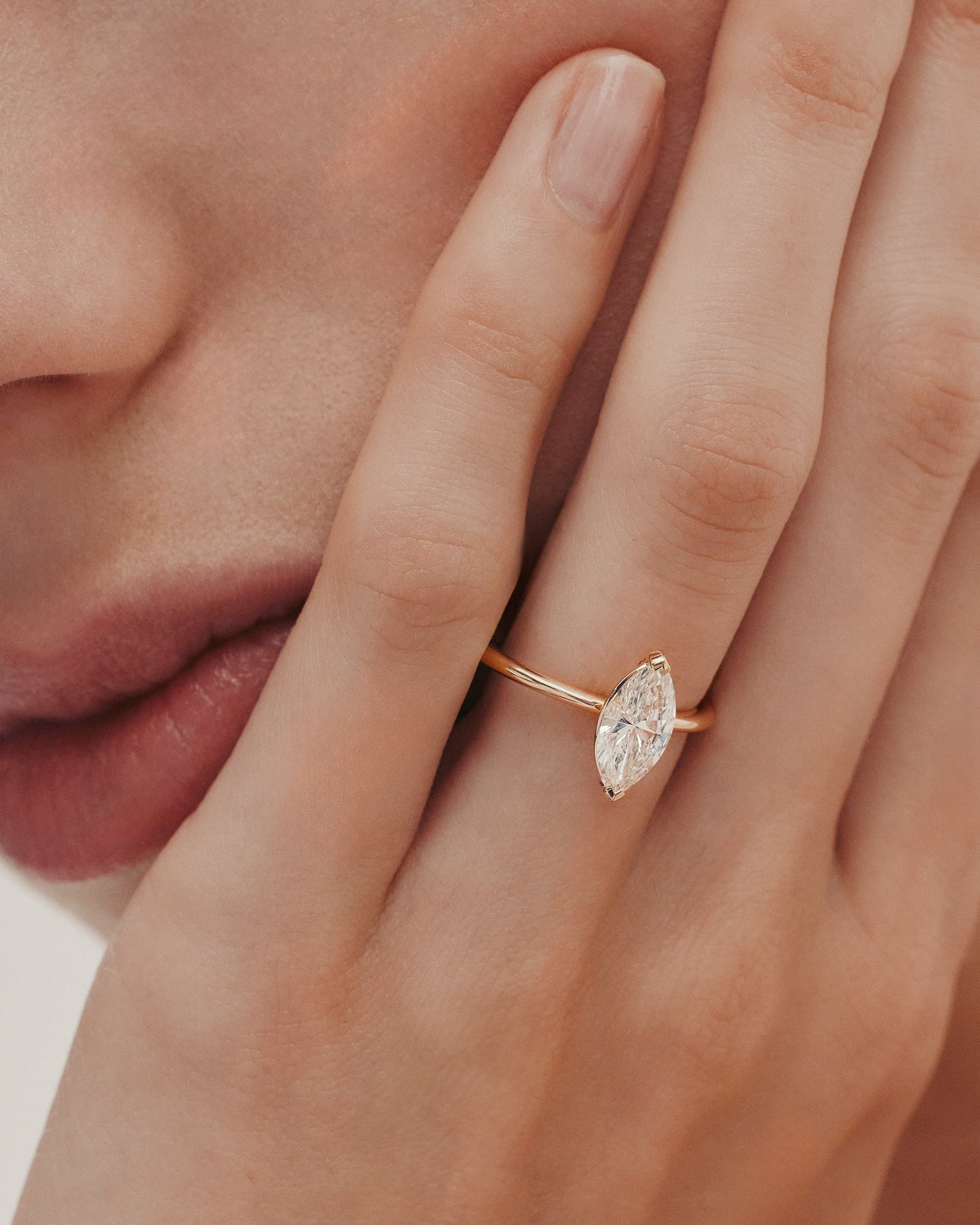 1.6 CT - 2.6 CT Marquise Cut Lab grown Diamond Two Prong Solitaire Engagement Ring