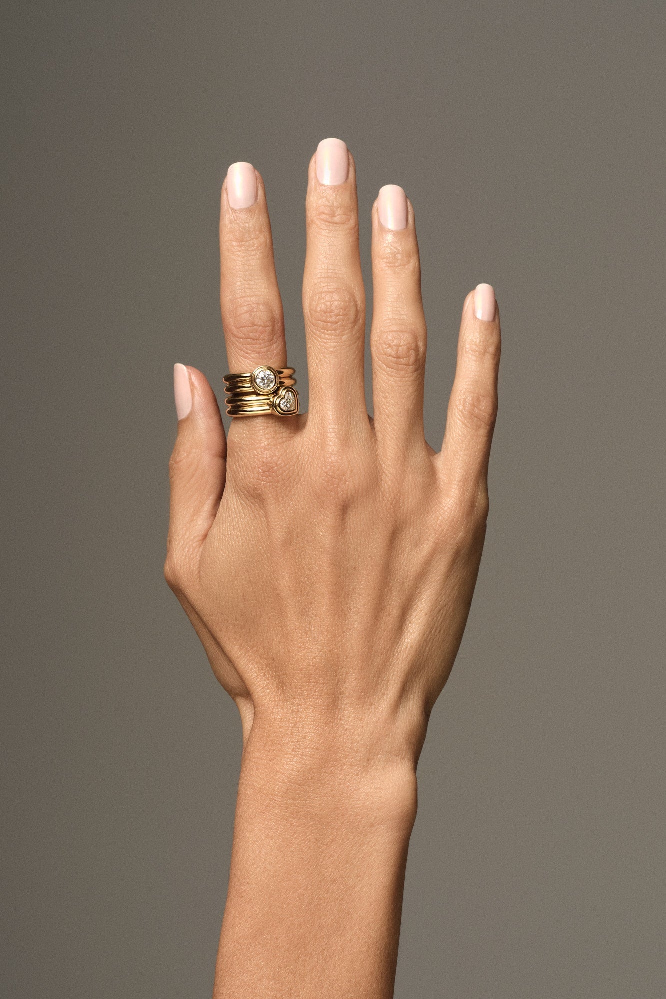 0.5 CT Heart Cut Lab grown Diamond Bezel Double Band Engagement Ring